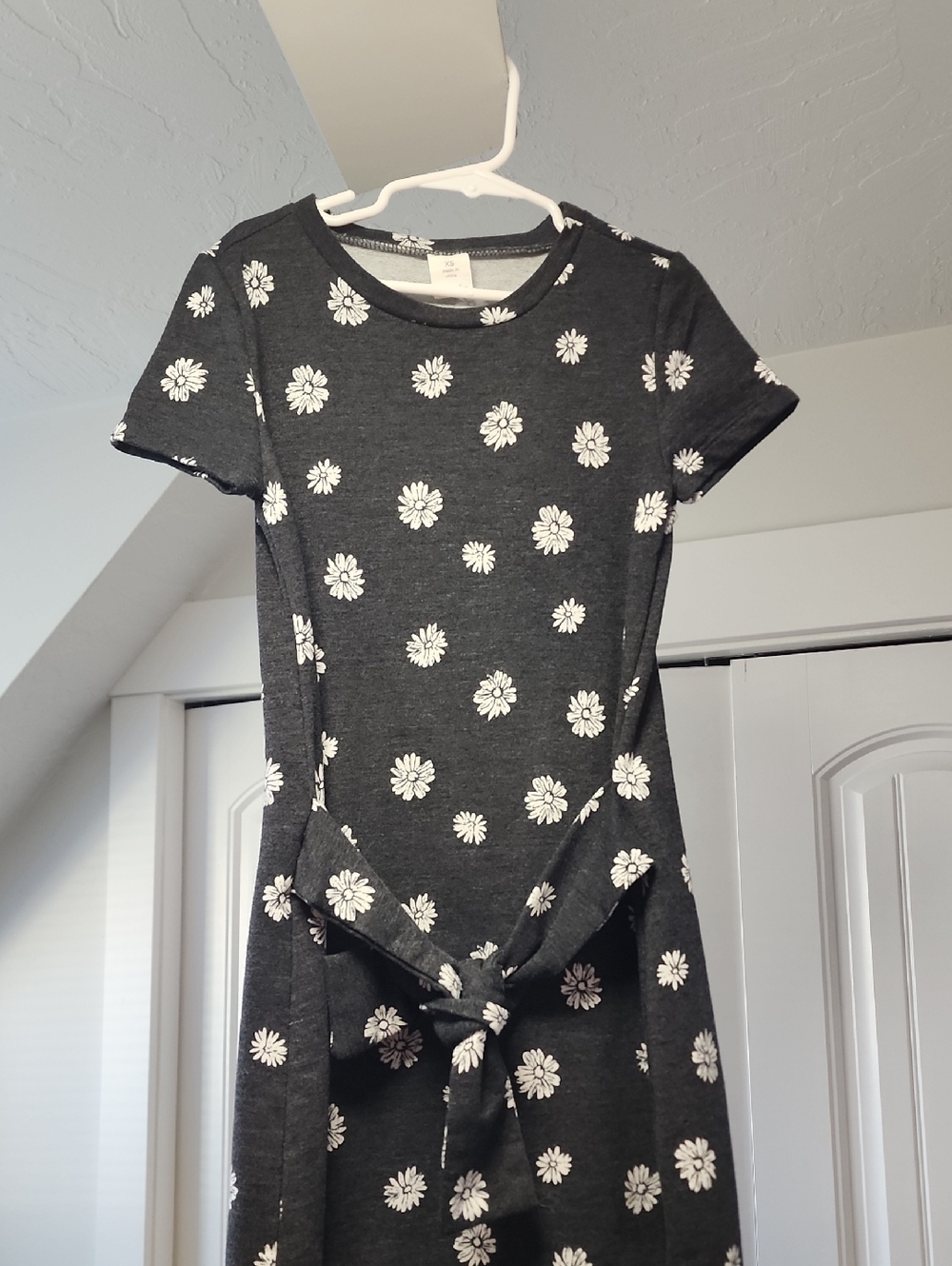 Charcoal Gray Daisy Tie-Front Dress